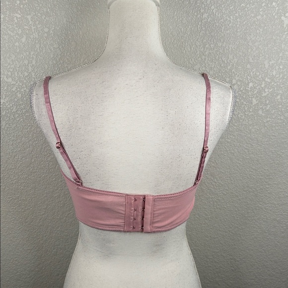 Free People Mauve Pink Floral Lace Corset Romantic Boho Bralette Size Medium - Picture 4 of 6